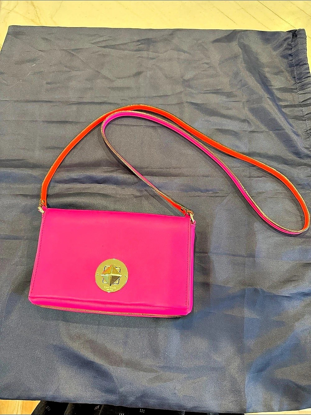 Kate Spade New York NY Leather Pink & Orange Shoulder/Crossbody Bag